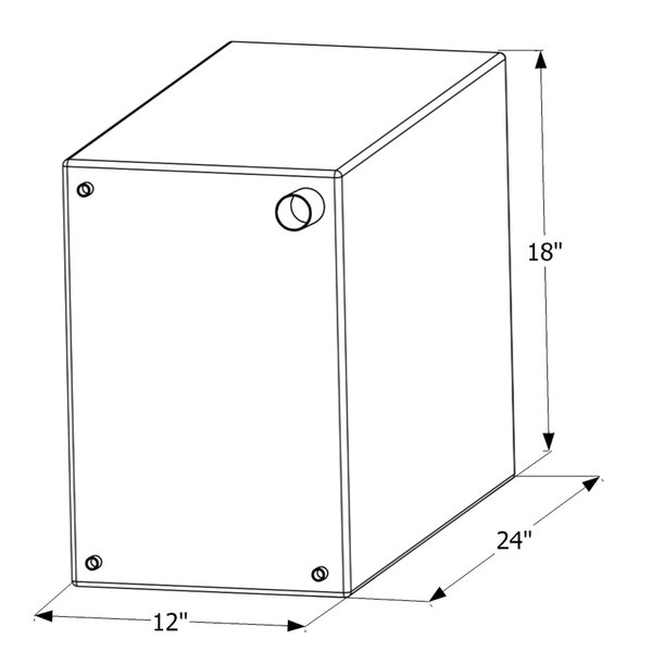 Icon Icon 12454 Fresh Water Tank with 1/2" FTP and 1-1/4" Filler WT2454 - 24" x 12" x 18", 20 Gallon 12454